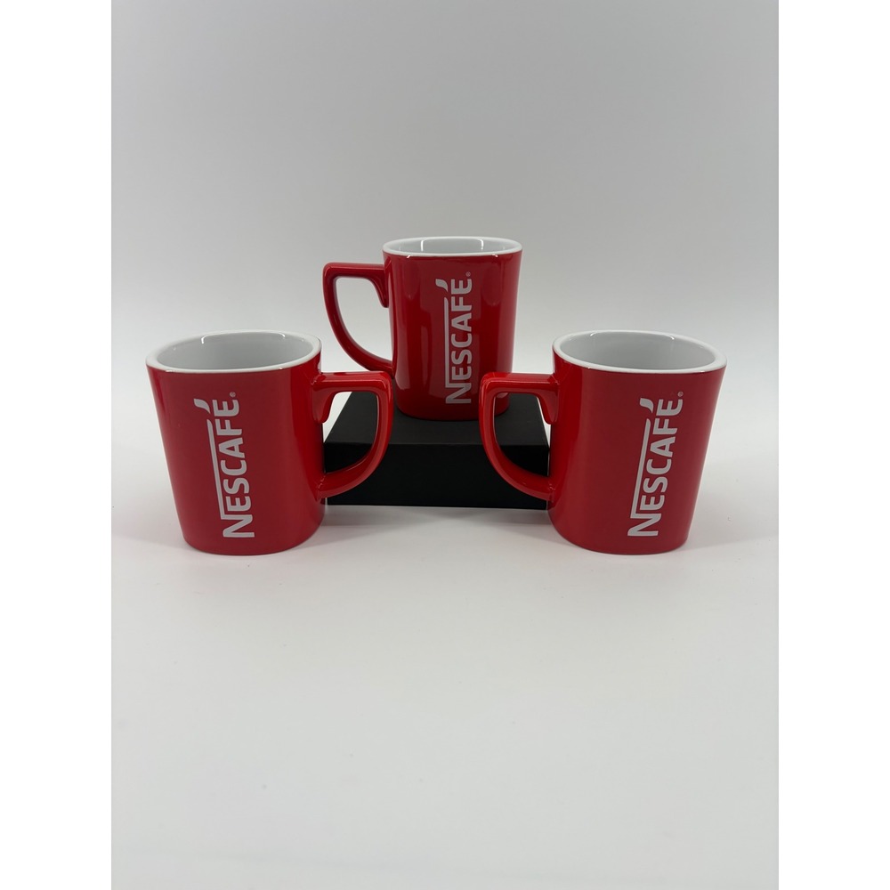 Nescafe Coffee Mugs Unisex OS Red Set of 3 Ceramic Logo Classic